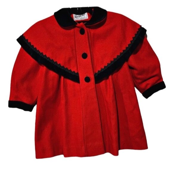 Vintage Wool Rothschild Velvet Detailed Pleated Coat Union Tag USA - Picture 1 of 8